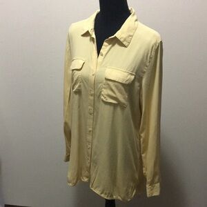 J Jill women’s yellow long sleeve silk button up shirt